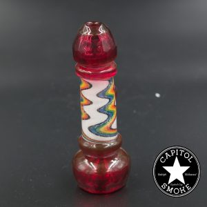 product glass pipe 210000043933 00 | Shane Smith Red Faceted Wigwag Chillum w Opal