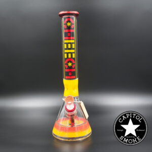 product glass pipe 210000044234 00 | Cheech Red and Yellow Take Me Back In Time Retro Beaker with Dab Pad