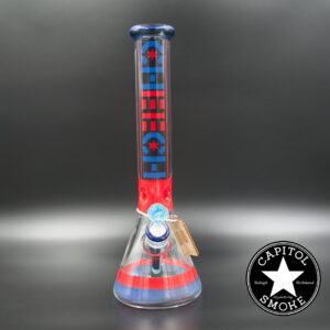 product glass pipe 210000044236 00 | Cheech Red and Blue Take Me Back In Time Retro Beaker with Dab Pad