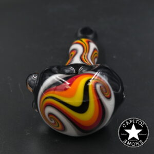 product glass pipe 210000044458 00 | Cambria Glass Black, Red and Yellow 2-Section Hand Pipe