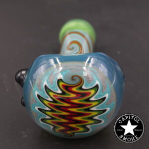 product glass pipe 210000044469 00 | Cambria Glass Blue, Red and Yellow 3-Section Hand Pipe