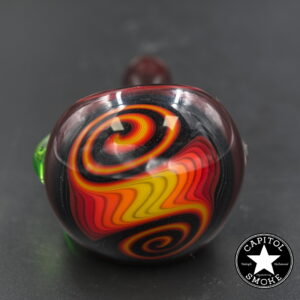 product glass pipe 210000045173 00 | G-Check Metallic Red and Green Horned Worked Spoon
