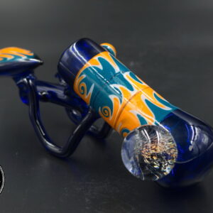 product glass pipe 210000046012 00 | Worked Bubbler Blue and Orange w Dichro