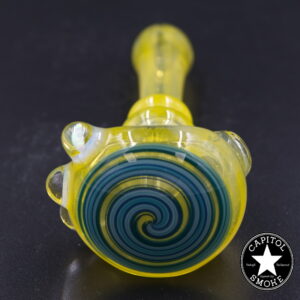 product glass pipe 210000046651 00 | Cristo STB - Yellow With Blue Swirl Wag Cap