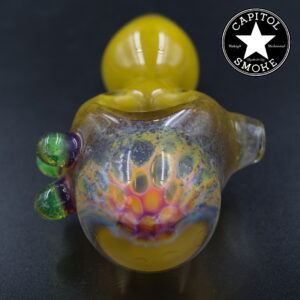 product glass pipe 210000047444 00 | Catfish Glass Yellow with Green Marbles Honeycomb Frit HP