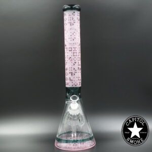 product glass pipe 210000047547 00 | Flying Pig 16" Pink Sand Blasted Geometric Shapes Water Pipe
